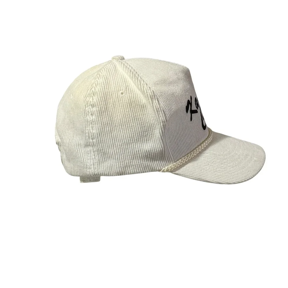 VTG The Sportsman Kansas City Corduroy Rope Trucker Hat Cream White Snapback Cap